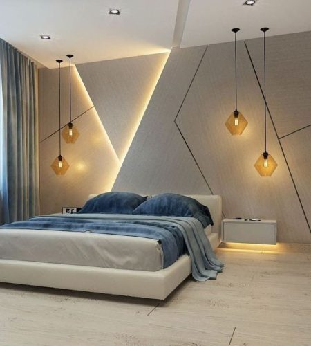 Bedroom Bed Back Wall POP Design